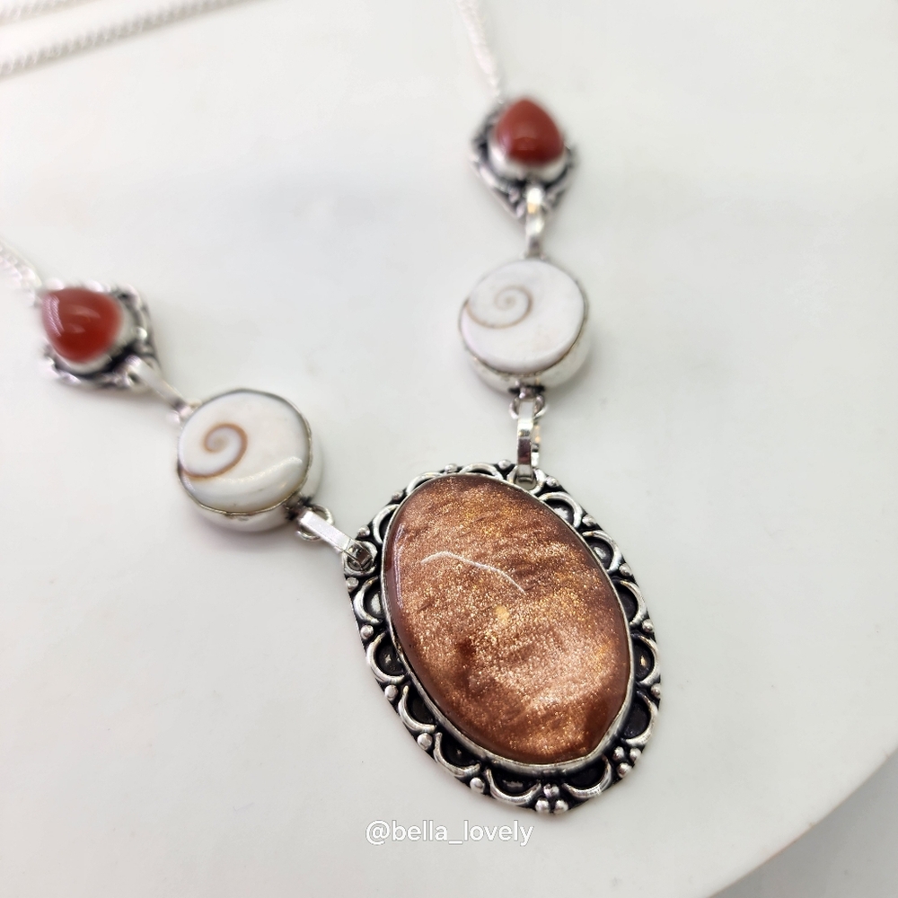 Dichoric Glass Shiva Eye Ethnic Handmade Necklace Jewelry 19.5"